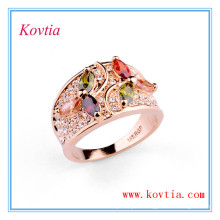 Colourful cubic zirconia wide diamond wedding ring RE0432